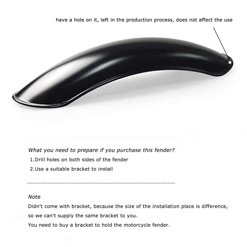 DKMOTORK 0061 Black Cafe Racer Motorcycle Front Fender Mud Guard - Image 4